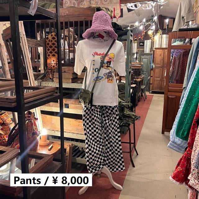 Topanga Lady's  ブロックチェックストレートパンツ　ブラック×ホワイト　Mサイズ　Lサイズ　ファッション　レディース　ボトムス　チェック柄 | ICHI