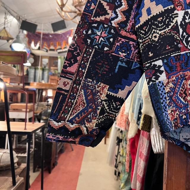 TOPANGA Men's ジャガードエスニックシャツジャケット ブラック