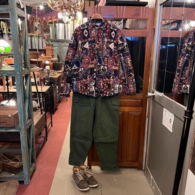 ジャガードエスニックシャツジャケット　ブラック　ファッション　メンズ　カジュアル TOPANGA Men's ジャガードエスニックシャツジャケット ブラック