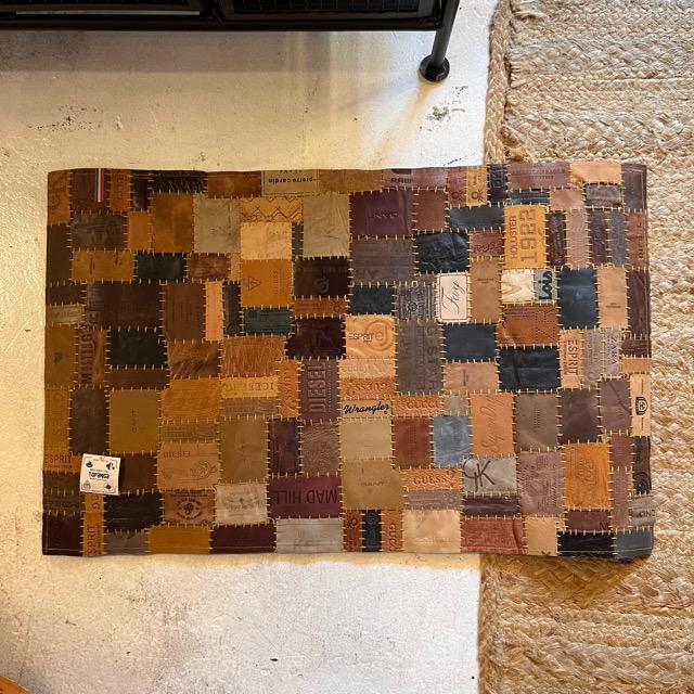 TOPANGA Homefurnishing　デニムレザーパッチラグマット　ブラウンカラー　50×80cm　玄関マット　ラグマット　本革　牛革 |  | 02