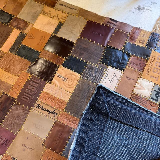 TOPANGA Homefurnishing　デニムレザーパッチラグマット　ブラウンカラー　50×80cm　玄関マット　ラグマット　本革　牛革 |  | 05