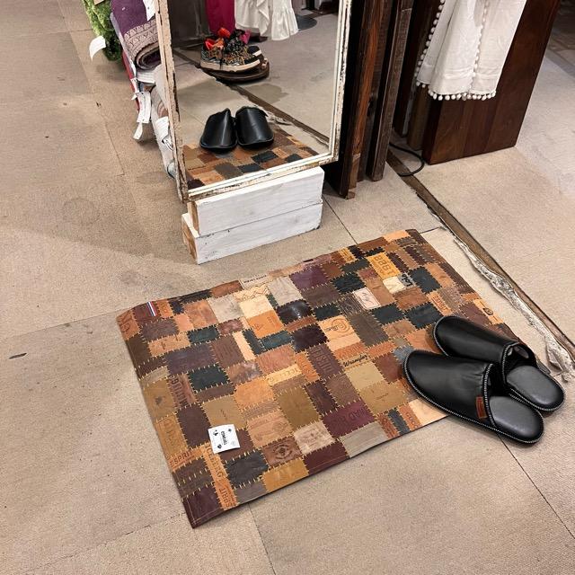 TOPANGA Homefurnishing　デニムレザーパッチラグマット　ブラウンカラー　50×80cm　玄関マット　ラグマット　本革　牛革 |  | 07