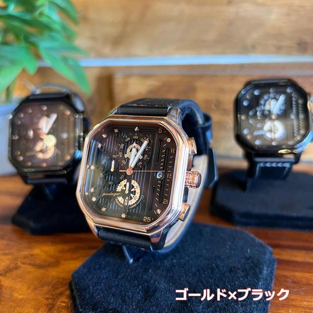 スタート＆ストップスクエアウォッチ 全3色 ファッション アクセサリー