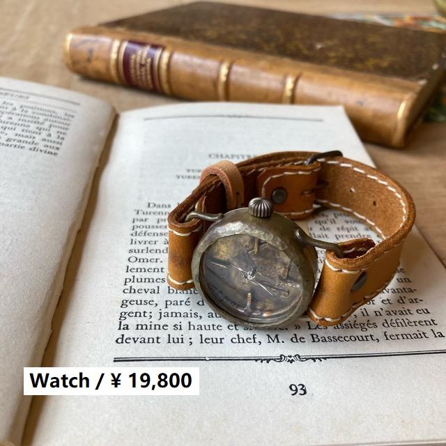 受注生産】真鍮とレザーのハンドメイドウォッチ ARISA No.1 キャメル