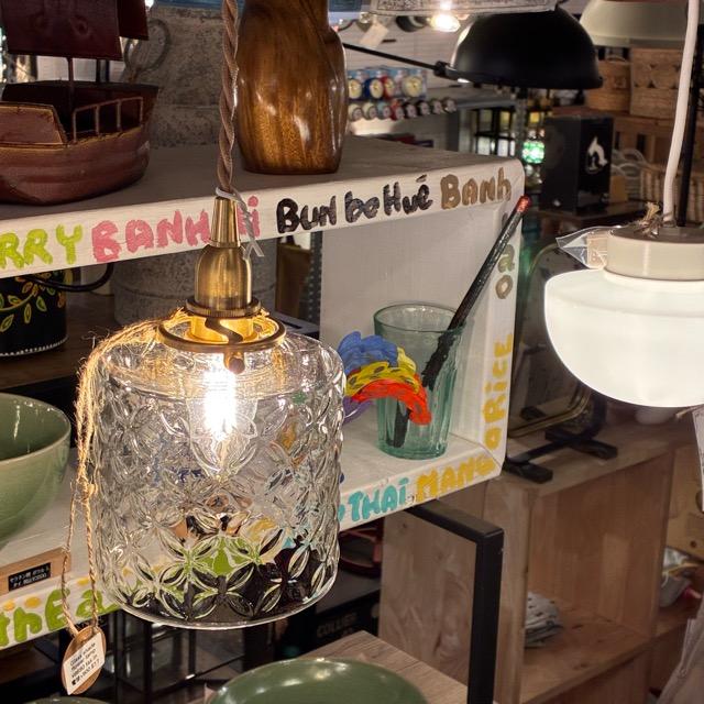 Brass socket glass shade pendant lamp Flower ブラスソケットガラスペンダントランプ フラワー 真鍮 ライト 照明 アクセントランプの画像
