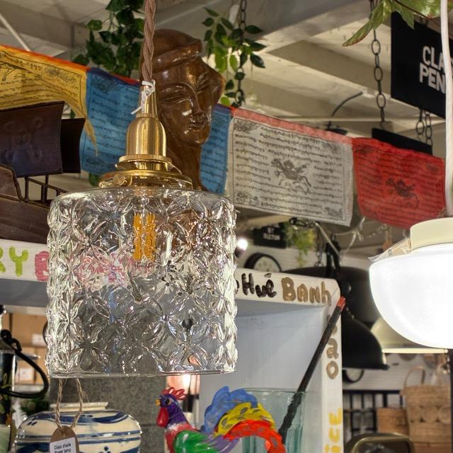 Brass socket glass shade pendant lamp Flower ブラスソケットガラスペンダントランプ フラワー 真鍮 ライト 照明 アクセントランプの画像