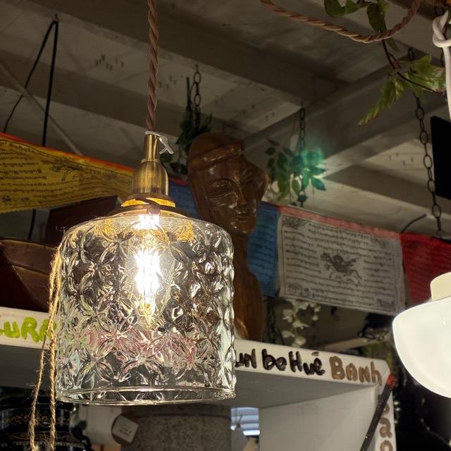 Brass socket glass shade pendant lamp Flower ブラスソケットガラスペンダントランプ フラワー 真鍮 ライト 照明 アクセントランプの画像