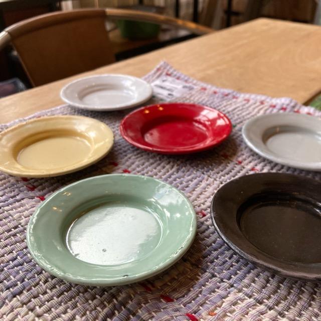 パキスタンホーロー ミニチャツネプレート 全6色 ホワイト