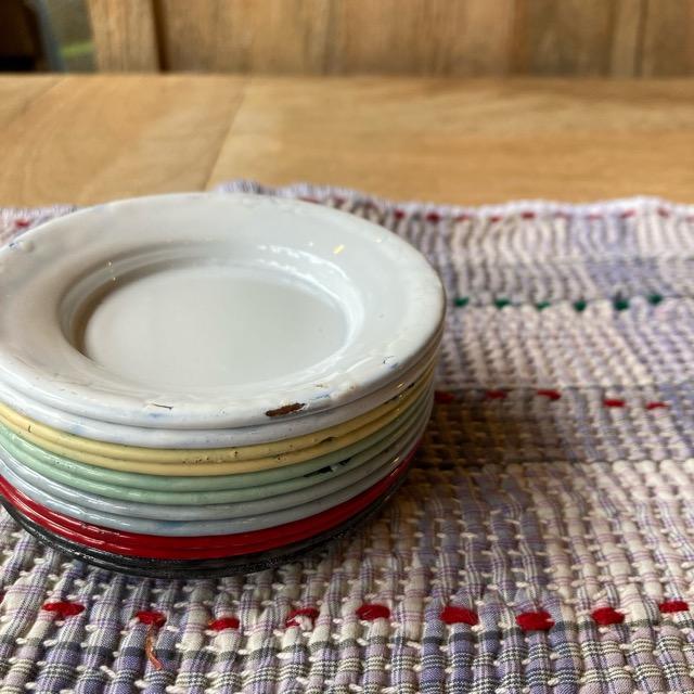 パキスタンホーロー ミニチャツネプレート 全6色 ホワイト