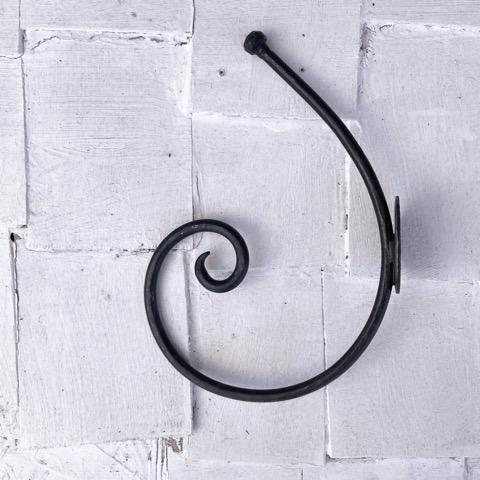 インド 手打ちの黒鉄 ぐるぐるフック L DIY 収納 ハンギング 鉄物