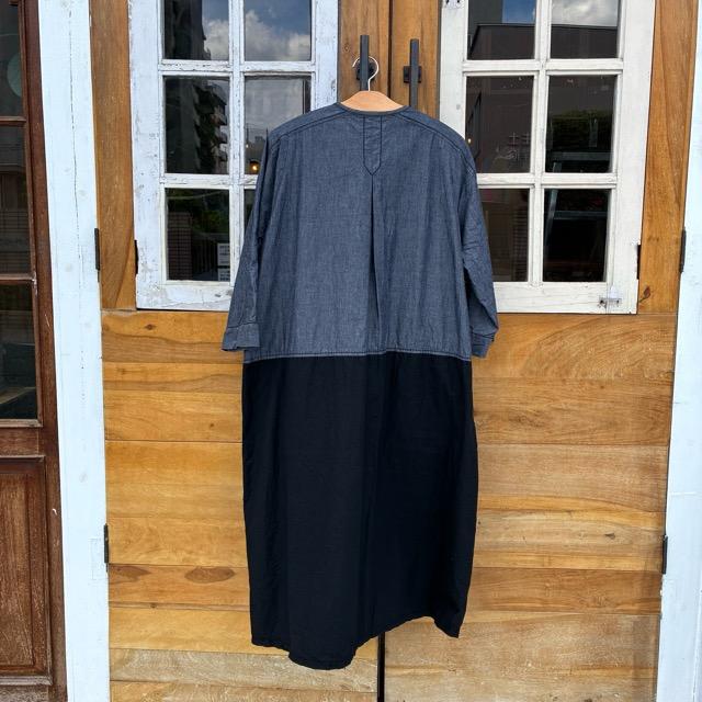 homspunネイビー ロングワンピース homspun リネンバイオ 長袖ワンピース ネイビー