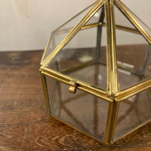 インド 立体ガラス六角BOX サイズM インテリア 雑貨 収納 ケース 小物 