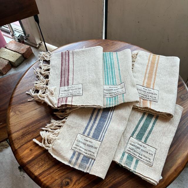 インド　ガンディーアシュラムカディ　ナチュラルカラーラインマルチクロス　50×73cm　全5種　ターコイズ　オレンジ　ブルー　ワイン　グリーン　マット |  | 11