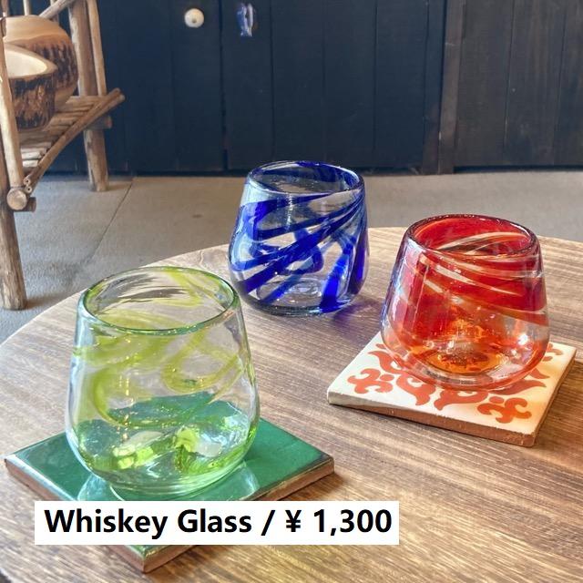 メキシコハンドメイドガラス　レッド、ブルー、グリーン　各種12個 メキシコ スパイラルファットロックグラス 全3色 グリーン ブルー