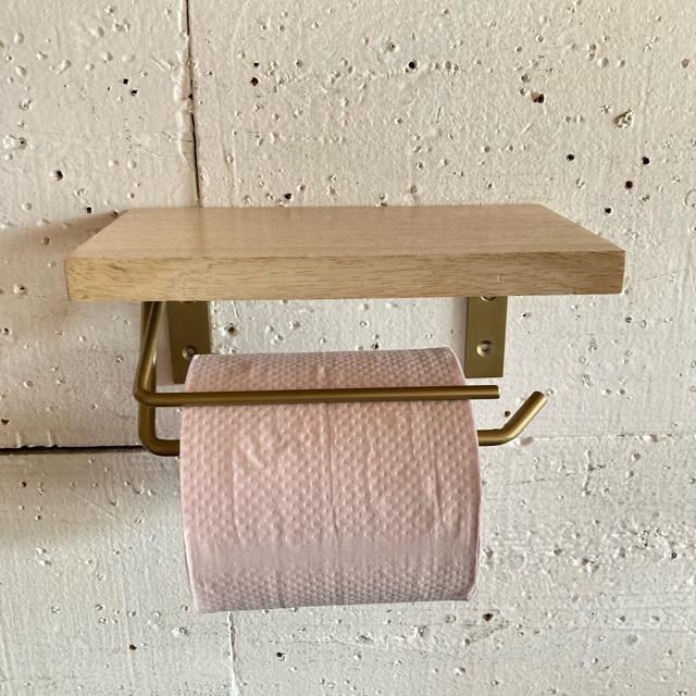 マンゴーウッド棚付きトイレットペーパーホルダー　シングル　ゴールド |  | 01