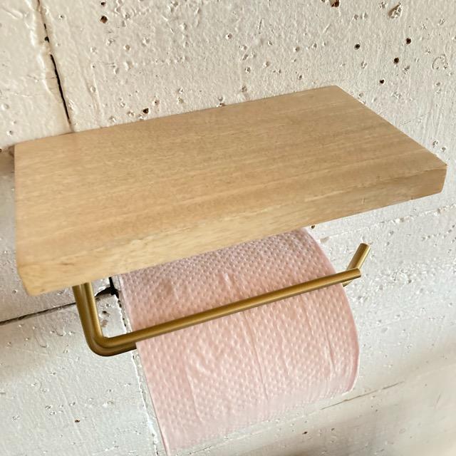 マンゴーウッド棚付きトイレットペーパーホルダー　シングル　ゴールド |  | 02