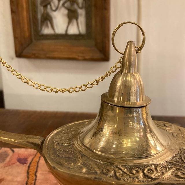インド　真鍮製のアラジンランプ　魔法のランプ　オイルランプ　真鍮製　オブジェ　香立て｜abracadabra｜04