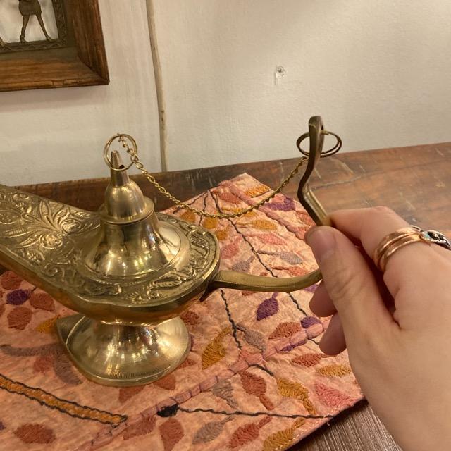 インド　真鍮製のアラジンランプ　魔法のランプ　オイルランプ　真鍮製　オブジェ　香立て｜abracadabra｜08