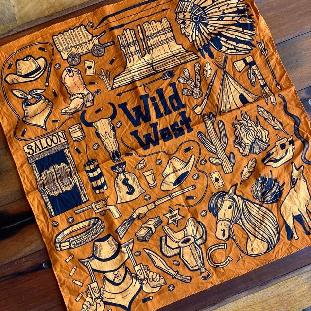 TOPANGA accessory ワンウォッシュコットンバンダナ　WILD WEST オレンジ |  | 01