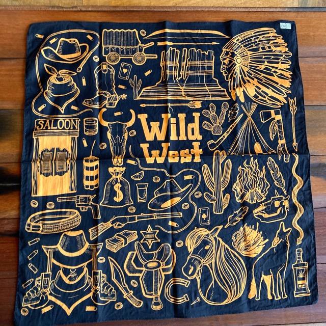 TOPANGA accessory ワンウォッシュコットンバンダナ　WILD WEST ブラック | 