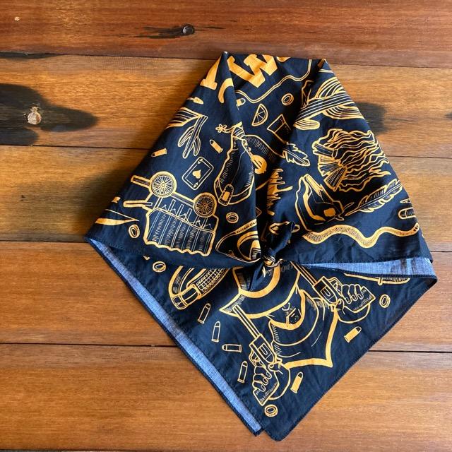 TOPANGA accessory ワンウォッシュコットンバンダナ　WILD WEST ブラック |  | 01
