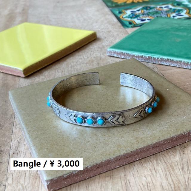 インディアンジュエリーターコイズバングルブレスレット