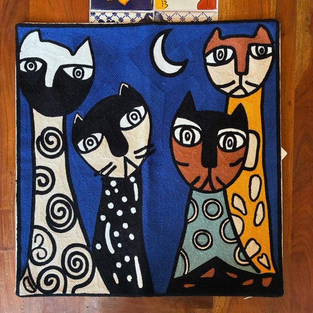 TOPANGA Homefurnishing Cat Embroidery Cushion Cover　45×45cm　B |  | 01