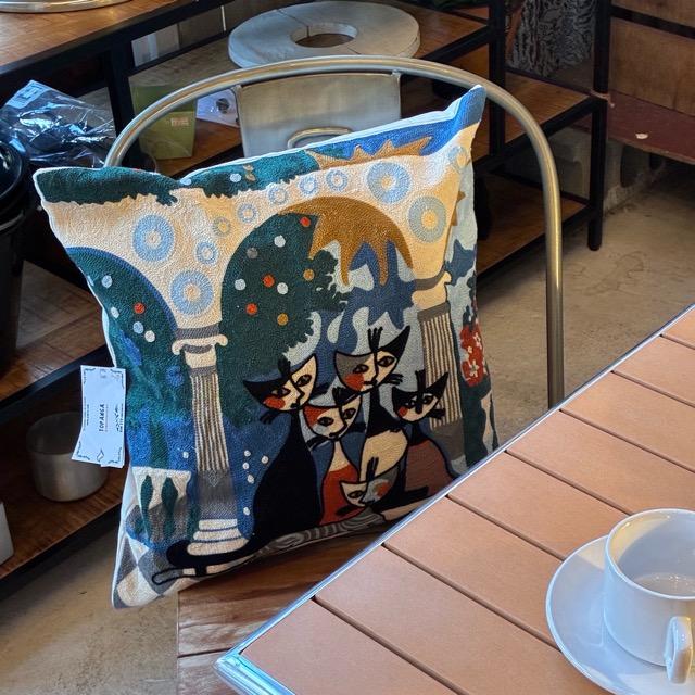 TOPANGA Homefurnishing Cat Embroidery Cushion Cover　45×45cm　F |  | 07