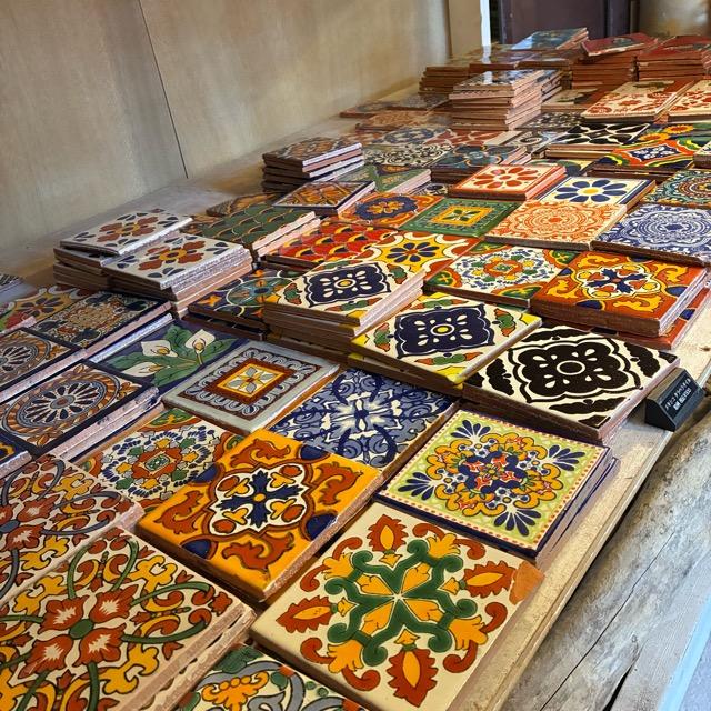 メキシコ タラベラタイル 花模 オレンジ コースター 鍋敷き DIY 柄