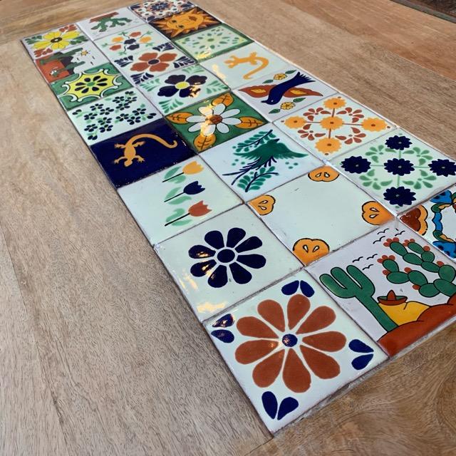 メキシコ タラベラタイル 花模 オレンジ コースター 鍋敷き DIY 柄