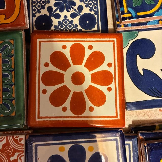 メキシコ タラベラタイル 花模 オレンジ コースター 鍋敷き DIY 柄