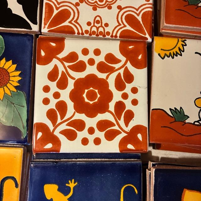 メキシコ タラベラタイル 花径 オレンジ コースター 鍋敷き DIY 柄