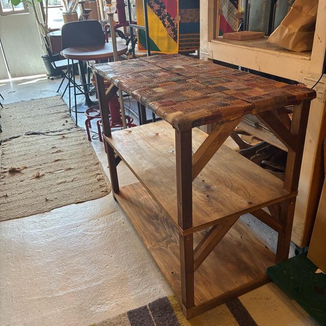 TOPANGA　Furniture　Old Wood＆Leather Patchwork 3-Tier Shelf【店頭受取専用商品】 |  | 01