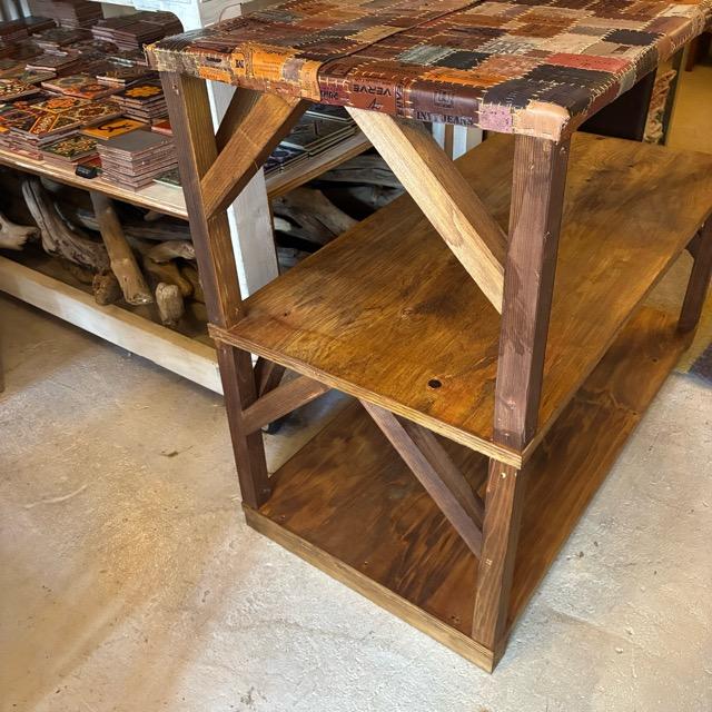 TOPANGA　Furniture　Old Wood＆Leather Patchwork 3-Tier Shelf【店頭受取専用商品】 |  | 08