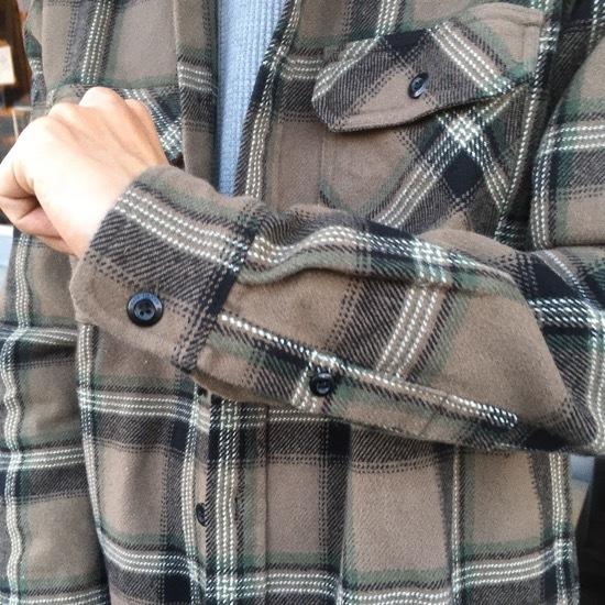 TOPANGA Men's フランネルチェックシャツジャケット カーキ : 輸入雑貨