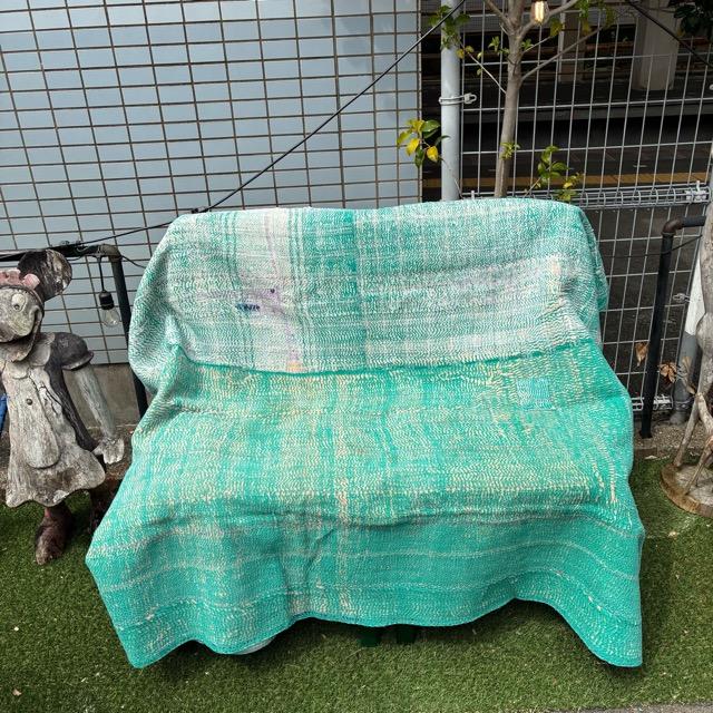 #157 ヴィンテージ ラリーキルト / カンタキルト / ソファカバー / 緑 157 ヴィンテージ ラリーキルト / カンタキルト / ソファカバー / 緑