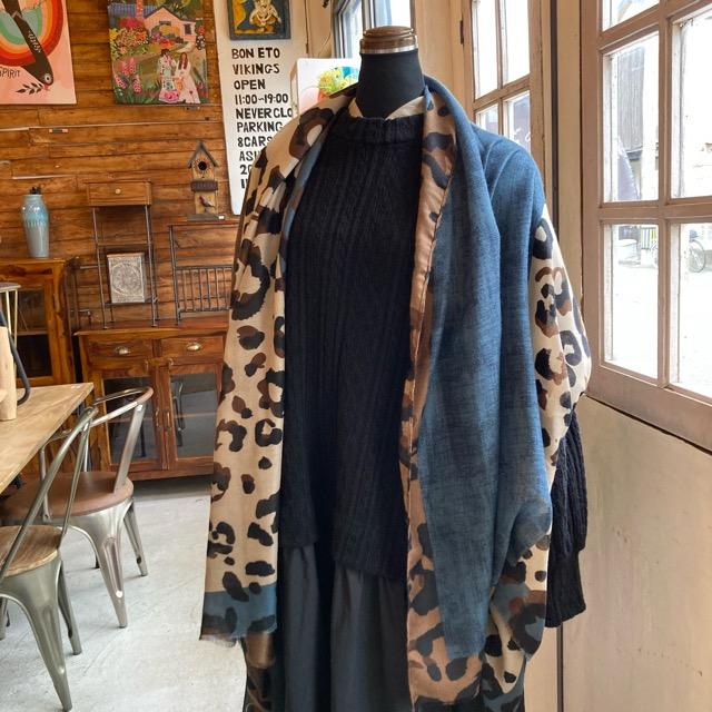 TOPANGA Accessory　スムースビッグストール　モダンレオパード　ブルー　ショール　マフラー　大判ストール　羽織　薄手　フリンジ　冷房対策 |  | 08
