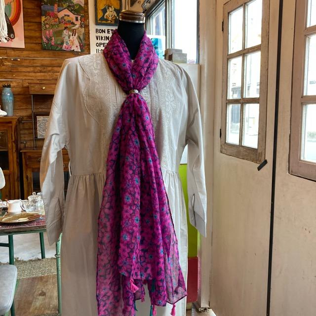 TOPANGA Accessory　スムースタッセルビッグストール　Vintage Flower　パープル　スカーフ　ショール　マフラー　大判ストール　羽織　フリンジ　冷房対策 |  | 09