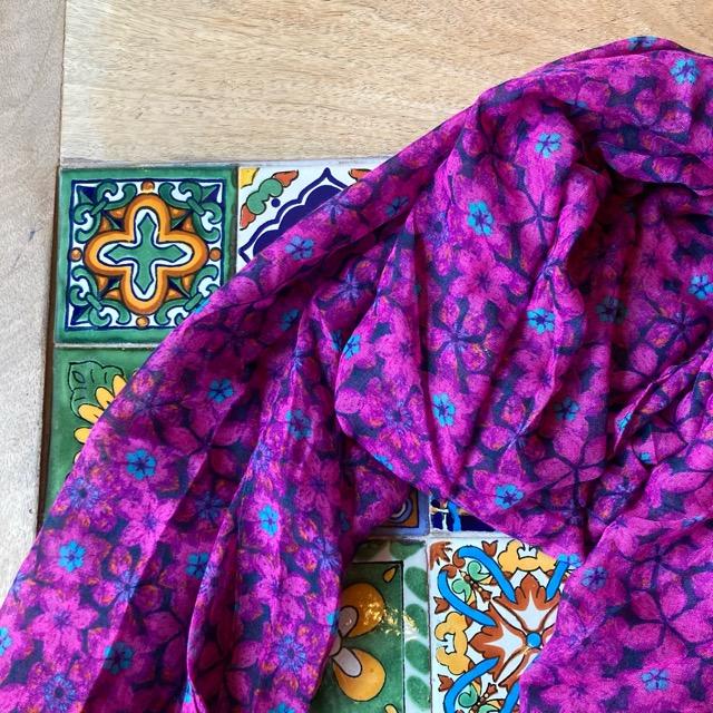 TOPANGA Accessory　スムースタッセルビッグストール　Vintage Flower　パープル　スカーフ　ショール　マフラー　大判ストール　羽織　フリンジ　冷房対策 |  | 02