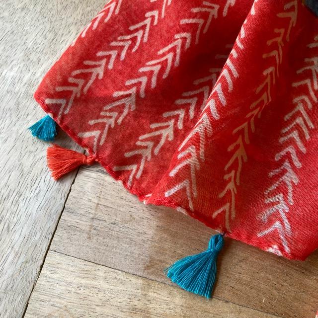 TOPANGA Accessory　スムースタッセルビッグストール　Primitive　オレンジ　スカーフ　ショール　マフラー　大判ストール　羽織　薄手　フリンジ　冷房対策 |  | 03