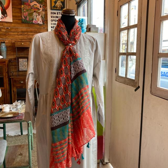 TOPANGA Accessory　スムースタッセルビッグストール　Primitive　オレンジ　スカーフ　ショール　マフラー　大判ストール　羽織　薄手　フリンジ　冷房対策 |  | 08