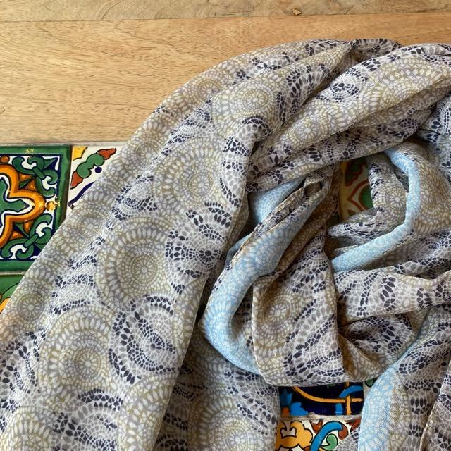 TOPANGA Accessory　スムースタッセルビッグストール　Crochet Lace　ベージュ　スカーフ　ショール　マフラー　大判ストール　羽織　薄手　フリンジ　冷房対策 |  | 02