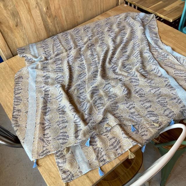 TOPANGA Accessory　スムースタッセルビッグストール　Crochet Lace　ベージュ　スカーフ　ショール　マフラー　大判ストール　羽織　薄手　フリンジ　冷房対策 |  | 05