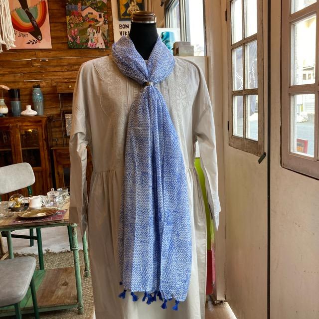 TOPANGA Accessory　スムースタッセルビッグストール　Surface　ブルー　スカーフ　ショール　マフラー　大判ストール　羽織　薄手　フリンジ　冷房対策 |  | 08