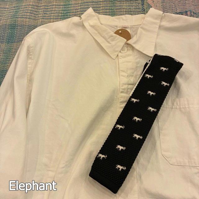 TOPANGA Accessory Embroidery Knit Tie ５type  Fleur-de-lis Skull  Elephant  Bicycle |  | 07