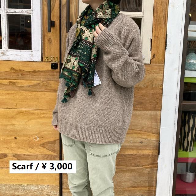 TOPANGA Accessory　スムースビッグストール　エキゾチックパターン　グリーン　ショール　マフラー　大判ストール　フラワー　羽織　薄手　フリンジ　冷房対策 | 