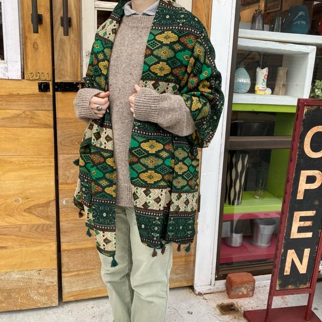 TOPANGA Accessory　スムースビッグストール　エキゾチックパターン　グリーン　ショール　マフラー　大判ストール　フラワー　羽織　薄手　フリンジ　冷房対策 |  | 04