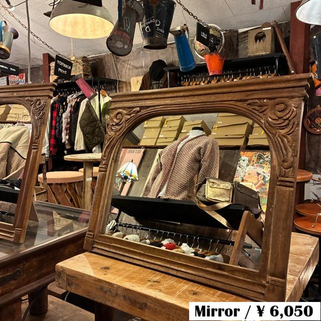 India Mango wood carving frame mirror　インド　マンゴーウッドカービングフレームミラー　スタンドミラー　ウォールミラー　木製　アンティーク　壁掛け　鏡 | 