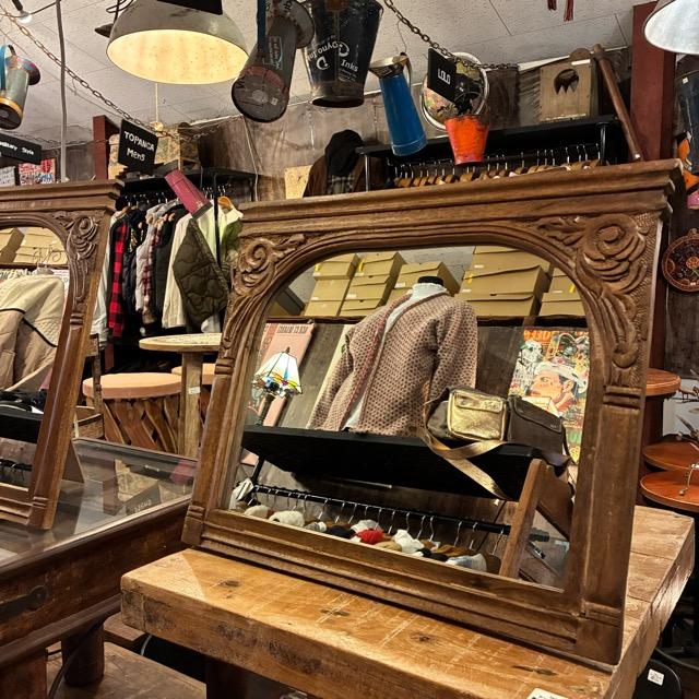 India Mango wood carving frame mirror　インド　マンゴーウッドカービングフレームミラー　スタンドミラー　ウォールミラー　木製　アンティーク　壁掛け　鏡 |  | 07