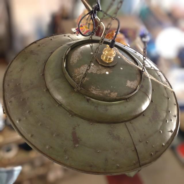 インド ブリキUFOガラスランプ ブリキ UFO ガラスランプ 1灯 ブリキ